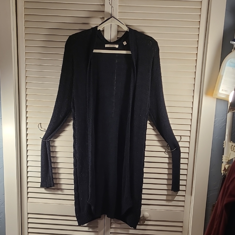 Cyrus Navy Lightweight Long Textured Cardigan